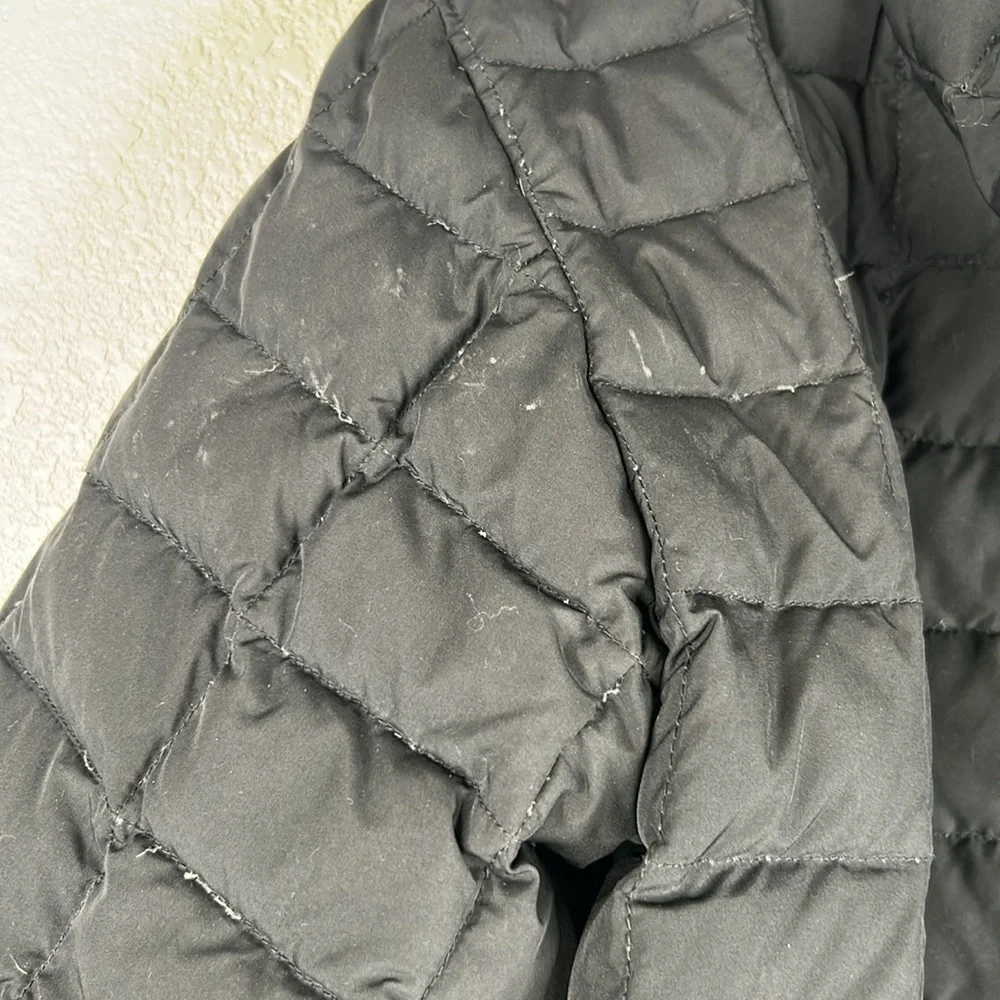 Land's End Boy's Black Down Winter‎ Puffer Jacket with Hoodie Size Small 6/8